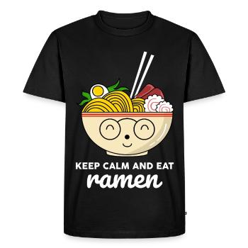 Chemise Kawaii Stay Calm Eat Ramen - T-shirt Premium bio Homme - noir - Devant - Nico (187cm)
