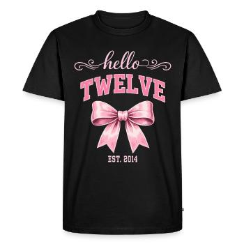 Hello Twelve 12 Year Old Is 2014 Birthday Knot - Men's Premium Organic T-Shirt - black - Front - Nico (187cm)