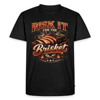 Risk It For The Brisket Barbecue | Humour Grill - Men's Premium Organic T-Shirt - black - Front - Nico (187cm)