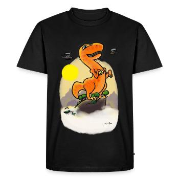 Dino au sommet de la montagne - T-shirt Premium bio Homme - noir - Devant - Nico (187cm)