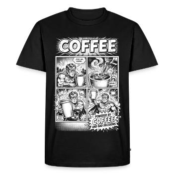 Propulsé par le café et les mauvaises décisions - T-shirt Premium bio Homme - noir - Devant - Nico (187cm)