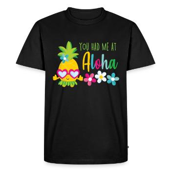 Ananas Aloha dessin Hawaï plage soleil d'été - T-shirt Premium bio Homme - noir - Devant - Nico (187cm)