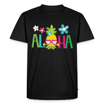 Aloha ananas - plage de soleil d'été Hawaii - T-shirt Premium bio Homme - noir - Devant - Nico (187cm)