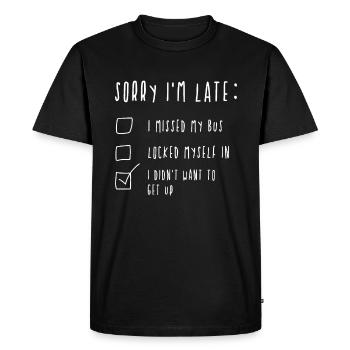 somnolent, paresse, snooze, sieste énonciation drôle - T-shirt Premium bio Homme - noir - Devant - Nico (187cm)