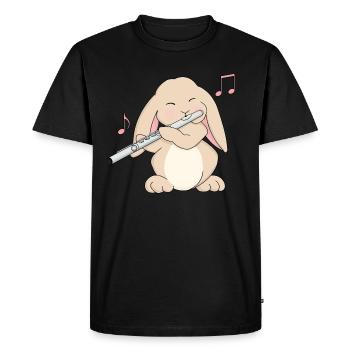 Cute Rabbit Flute Player, Kawaii Lop Eared abbitR - Men's Premium Organic T-Shirt - black - Front - Nico (187cm)