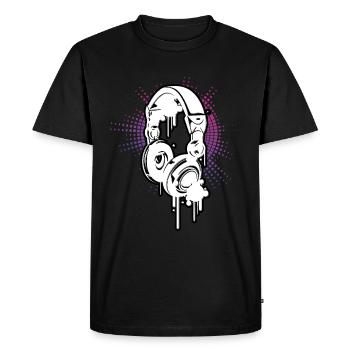 Casque de Musique DJ Equalizer Couleurs Electro - T-shirt Premium bio Homme - noir - Devant - Nico (187cm)