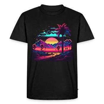 Synth Landscape - Men's Premium Organic T-Shirt - black - Front - Nico (187cm)