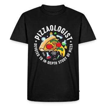 Pizza, student, pizza connoisseur, pizza maker - Men's Premium Organic T-Shirt - black - Front - Nico (187cm)