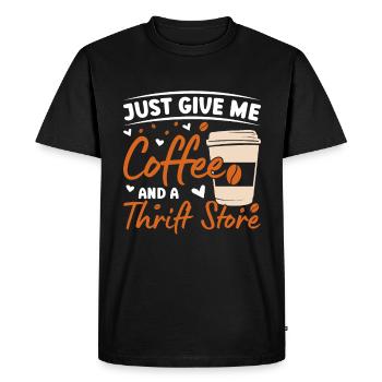 Coffee & Thrift Store Sustainability - Men's Premium Organic T-Shirt - black - Front - Nico (187cm)