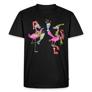 Flamant rose Noël. Cadeau de Noël - T-shirt Premium bio Homme - noir - Devant - Nico (187cm)