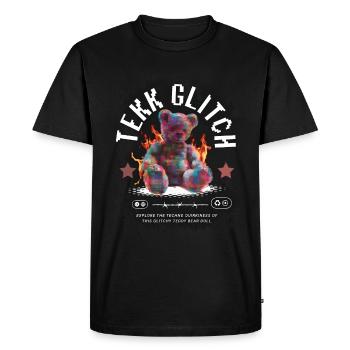 Tekk Glitch Teddy - Männer Premium Bio T-Shirt - Schwarz - Vorne - Nico (187cm)