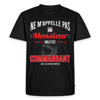 Sapeur pompier Commandant - T-shirt Premium bio Homme - noir - Devant - Nico (187cm)