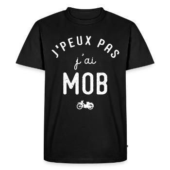 J'peux pas j'ai mob cadeau humour rétro mobylette - T-shirt Premium bio Homme - noir - Devant - Nico (187cm)