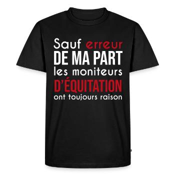 moniteurs d'équitation cheval toujours raison - T-shirt Premium bio Homme - noir - Devant - Nico (187cm)