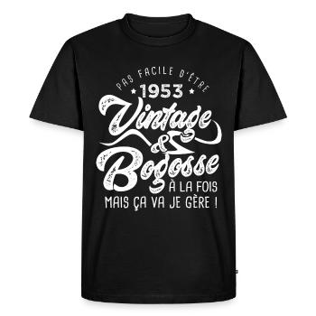 1953 Anniversaire vintage bogosse de 70 Ans - T-shirt Premium bio Homme - noir - Devant - Nico (187cm)