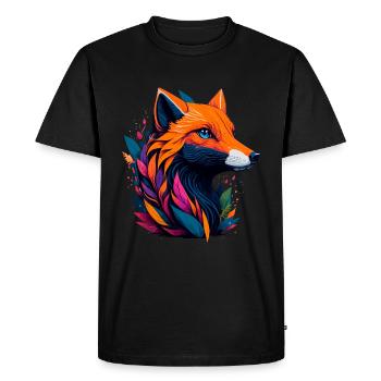 Renard abstrait - T-shirt Premium bio Homme - noir - Devant - Nico (187cm)