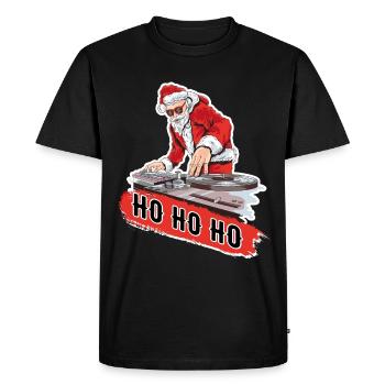 DJ Santa Claus Techno Christmas Gift - Men's Premium Organic T-Shirt - black - Front - Nico (187cm)