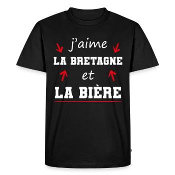 cadeau marrant bretagne bière - T-shirt Premium bio Homme - noir - Devant - Nico (187cm)