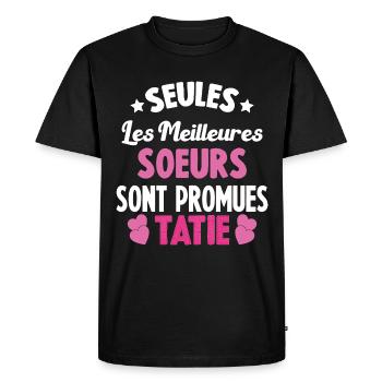 Seules les Meilleures Soeurs sont Promues Tatie - T-shirt Premium bio Homme - noir - Devant - Nico (187cm)