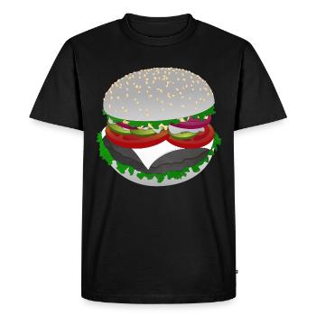 Style burger : Salade avec une bouchée - T-shirt Premium bio Homme - noir - Devant - Nico (187cm)