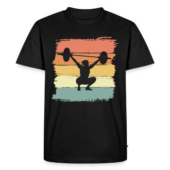 Weightlifting vintage retro weightlifter - Men's Premium Organic T-Shirt - black - Front - Nico (187cm)