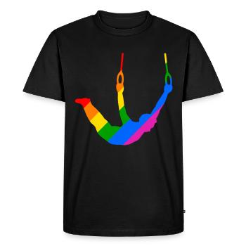 Ring gymnastics in a riot of colors - Men's Premium Organic T-Shirt - black - Front - Nico (187cm)