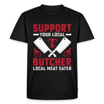 Butcher Support your local butcher - Men's Premium Organic T-Shirt - black - Front - Nico (187cm)
