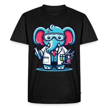 Cute Elephant Scientist - Men's Premium Organic T-Shirt - black - Front - Nico (187cm)