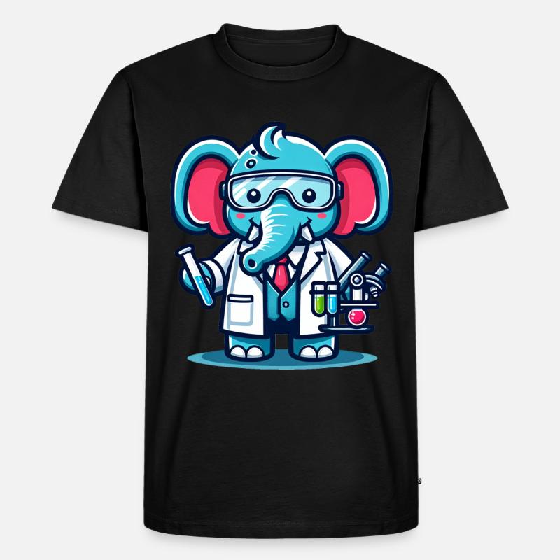 Cute Elephant Scientist - Männer Premium Bio T-Shirt - Schwarz