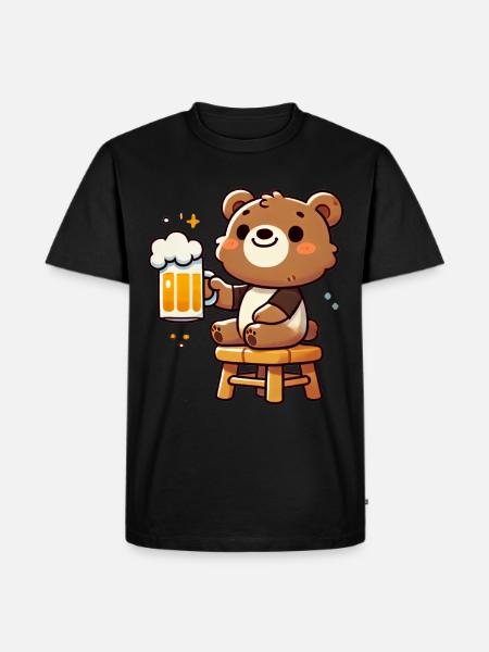 Cute Bear Drinking Beer 3 - Männer Premium Bio T-Shirt - Schwarz