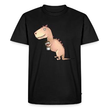 Dinosaur Dino T Tex Coffee Love Gift Office - Men's Premium Organic T-Shirt - black - Front - Nico (187cm)