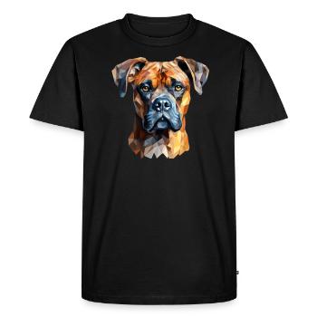 Boxer portrait de chien dans le style polygone - T-shirt Premium bio Homme - noir - Devant - Nico (187cm)