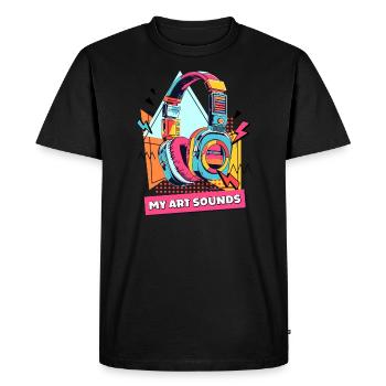 Son artistique des écouteurs PopArt - T-shirt Premium bio Homme - noir - Devant - Nico (187cm)