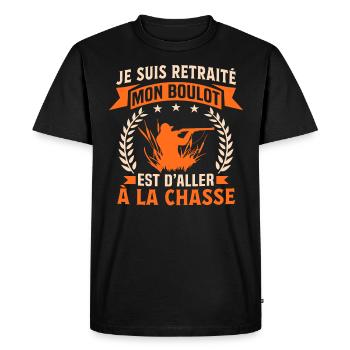 t-shirt retraite chasse - T-shirt Premium bio Homme - noir - Devant - Nico (187cm)