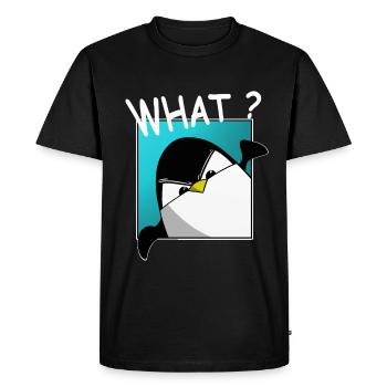 Quoi? drôle de pingouin, dictons drôles, chemise - T-shirt Premium bio Homme - noir - Devant - Nico (187cm)