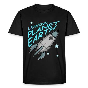 Quitter la planète Terre, fusée dans l’espace, chemise - T-shirt Premium bio Homme - noir - Devant - Nico (187cm)