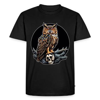 Owl sitting on sculls - Men's Premium Organic T-Shirt - black - Front - Nico (187cm)