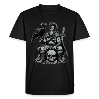 Viking avec épée et corbeau sur le crâne - T-shirt Premium bio Homme - noir - Devant - Nico (187cm)