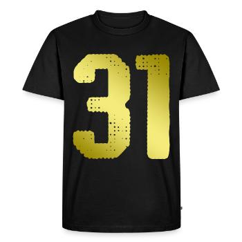 31 Maillot numéro - T-shirt Premium bio Homme - noir - Devant - Nico (187cm)