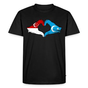 Singapore Uyghur flag hands heart shape used - Men's Premium Organic T-Shirt - black - Front - Nico (187cm)