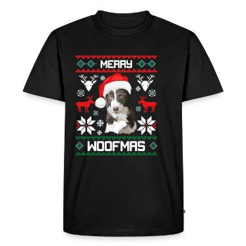 Joyeux Woofmas Border Collie laid chandail de Noël - T-shirt Premium bio Homme - noir - Devant - Nico (187cm)