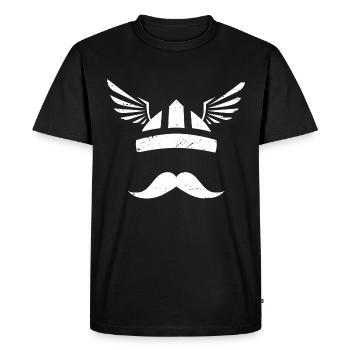 Logo gaulois guerrier | casque ailé | moustache - T-shirt Premium bio Homme - noir - Devant - Nico (187cm)