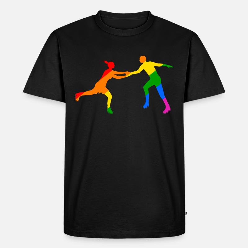 Buntes Eislaufduett - Männer Premium Bio T-Shirt - Schwarz