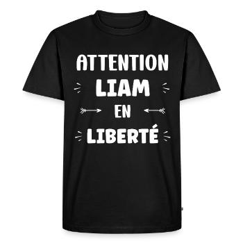 Liam - T-shirt Premium bio Homme - noir - Devant - Nico (187cm)