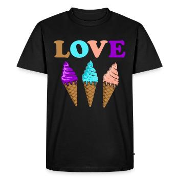 Crème glacée - T-shirt Premium bio Homme - noir - Devant - Nico (187cm)