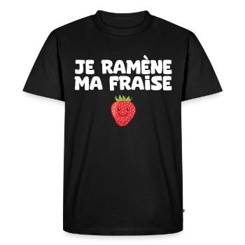 Je ramène ma fraise printemps - T-shirt Premium bio Homme - noir - Devant - Nico (187cm)