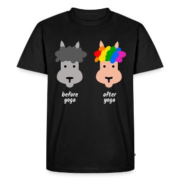 Alpaga coloré lama yoga - T-shirt Premium bio Homme - noir - Devant - Nico (187cm)