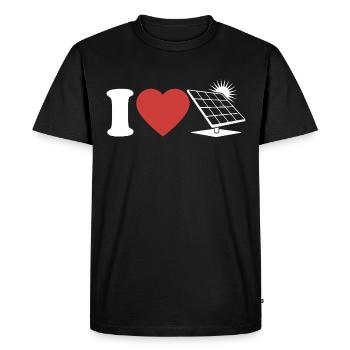 J’aime le photovoltaïque - Cœur - Énergie renouvelable - T-shirt Premium bio Homme - noir - Devant - Nico (187cm)