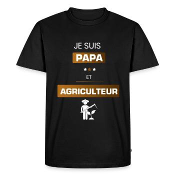 papa agriculteur - je suis papa et agriculteur - T-shirt Premium bio Homme - noir - Devant - Nico (187cm)