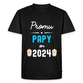 Promu papy en 2024 - T-shirt Premium bio Homme - noir - Devant - Nico (187cm)